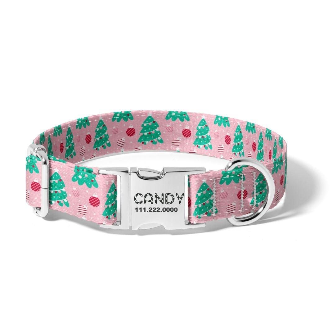 Christmas Trees and Ornament Fun Dog Collar
