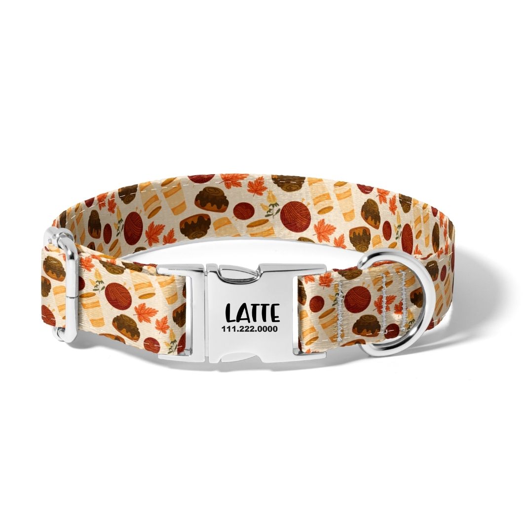 Fall Honey Buns and Lattes Dog Collar