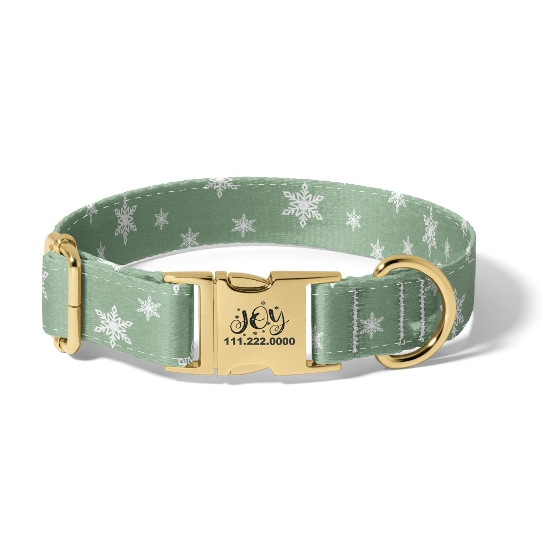 Christmas Winter Snowflakes Dog Collar
