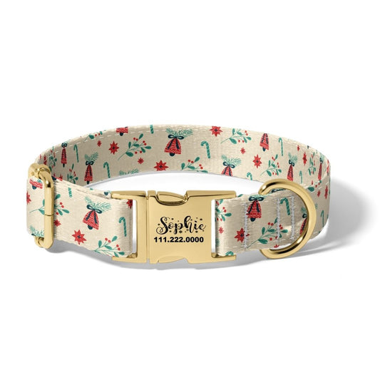 Christmas Bells and Candy Canes Dog Collar