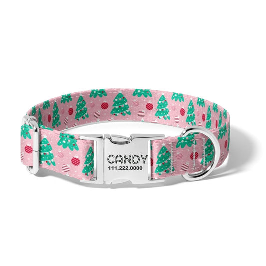 Christmas Trees and Ornament Fun Dog Collar