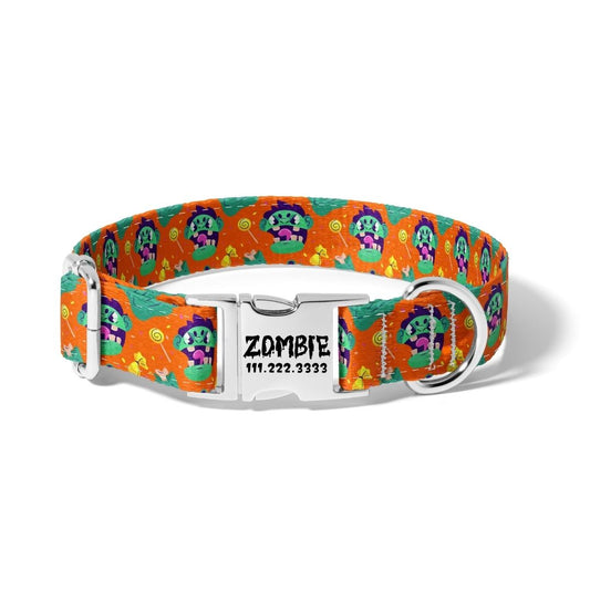 Halloween Zombie Treats Dog Collar