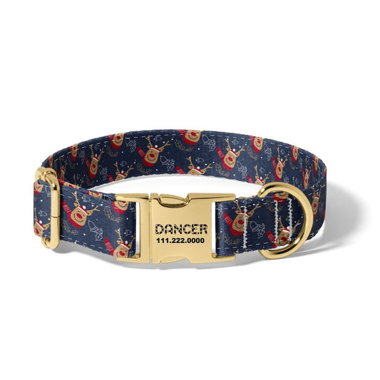 Christmas Cozy Reindeers Dog Collar