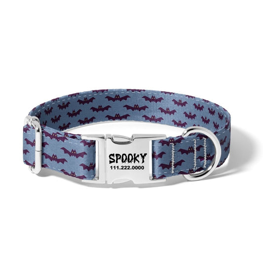 Halloween Bats in Blue Dog Collar