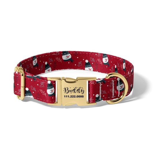 Christmas Cozy Snowman Dog Collar