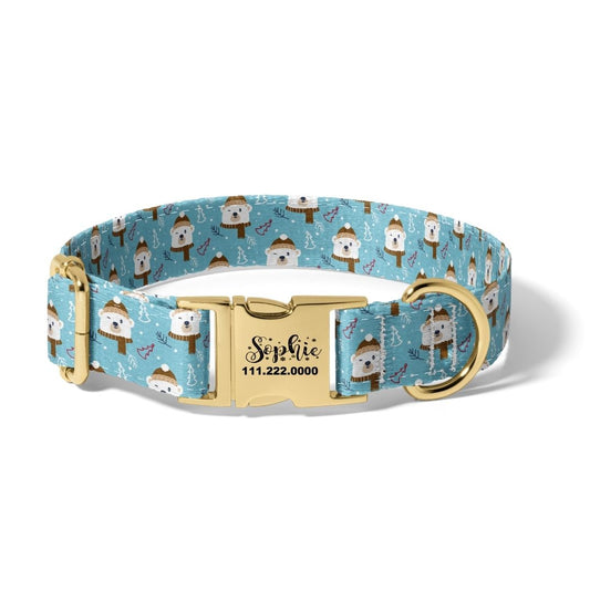 Christmas Cozy Polar Bears Dog Collar